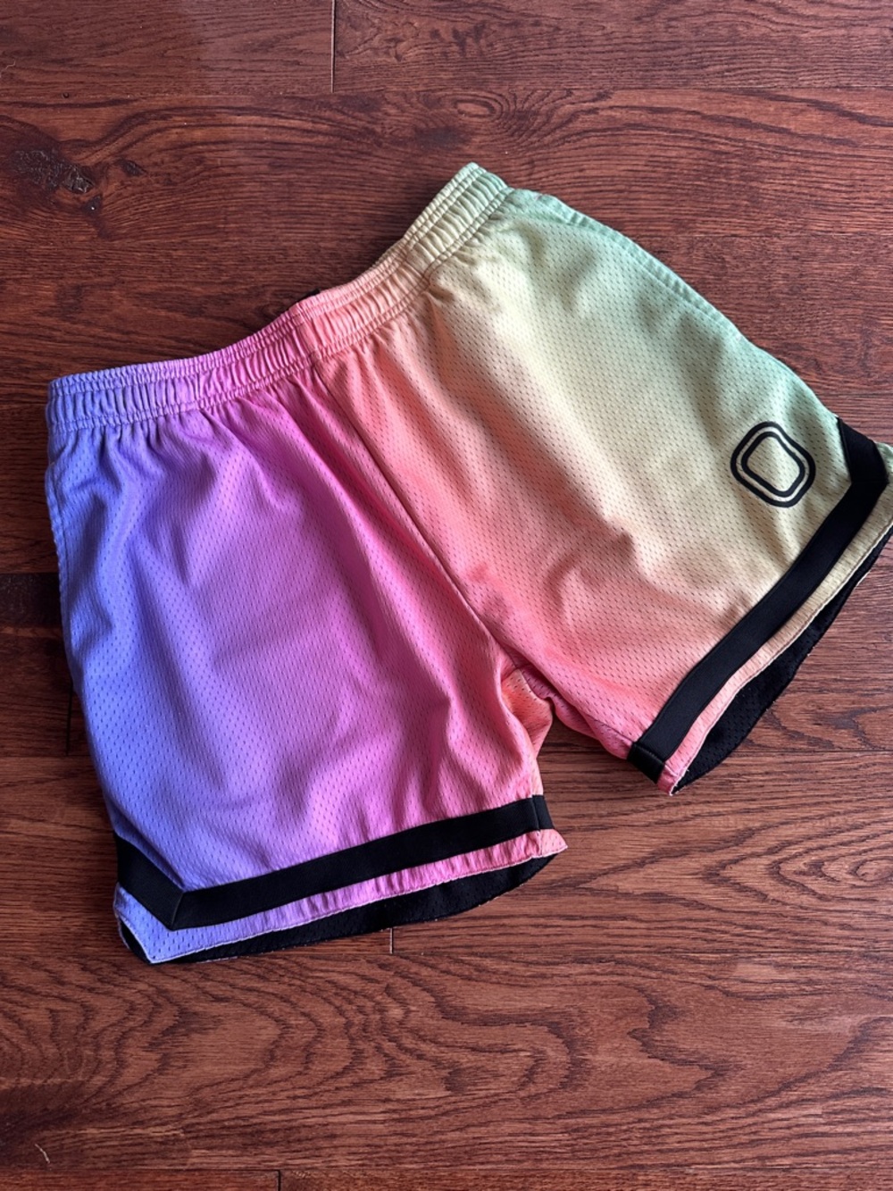 Overtime-Men's Rainbow Ombre Athletic Shorts with Black Trim